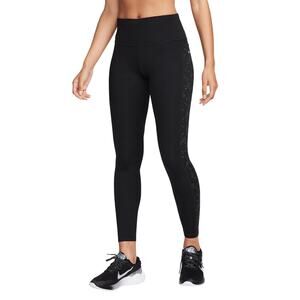 Nike Fast Dri-Fit Women Mid-Rise 7/8 Printed Leggings Size XS Black Polka Dot